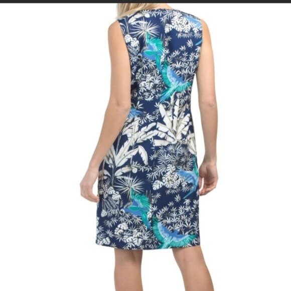 NWT J. Mclaughlin Belinda Parrot Kay Sheath Dress Tropical Palm Bird Size 2 $228 - Picture 3 of 11